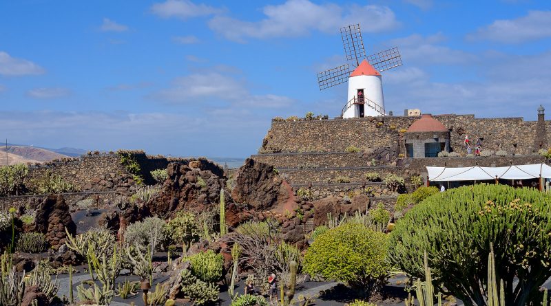 Le moulin à vent du Jardin de Cactus, Lanzarote (Guatiza) le 22/03/2018.