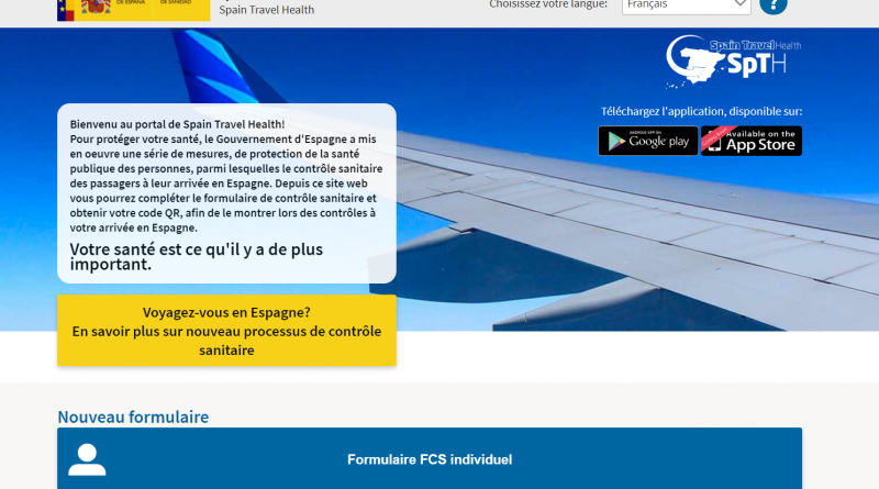 C'est sur le site Spain Travel Health que se trouve le formulaire FCS à remplir avant tout voyage vers Lanzarote et l'Espagne de manière générale